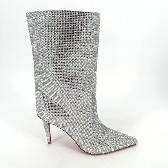 NWOB Christian Louboutin Silver Astrilarge Strass Crystal Ankle Boot size EU 39 - Picture 2 of 11